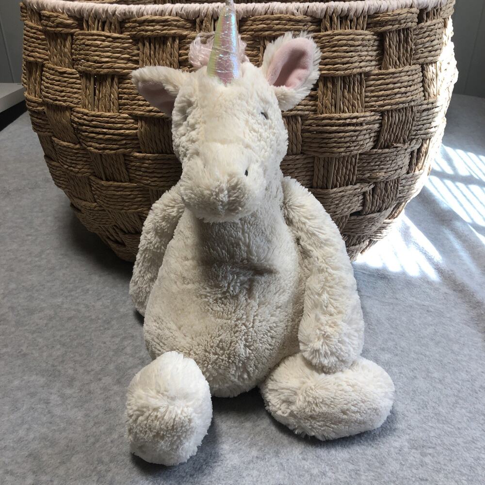 Jellycat 12" Bashful Unicorn Plush Stuffed Animal Toy Jelly Cat White Pink